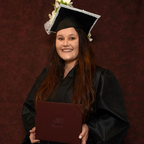 Shannon Ward in her graduation cap and gown